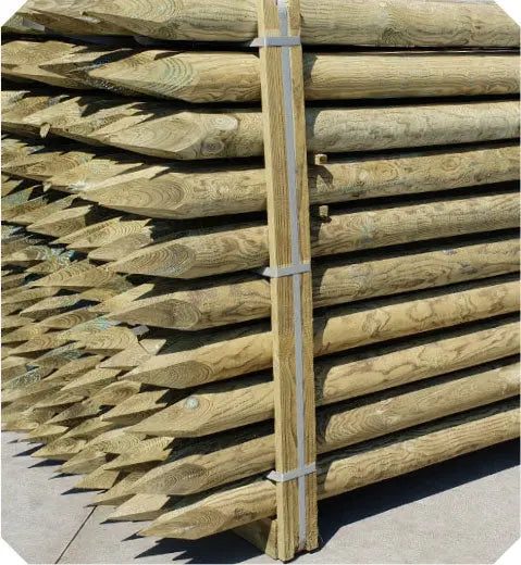 Pali in pino tondi torniti con punta HOLZ BRENZ srl