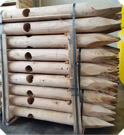 Pali in castagno torniti forati (su richiesta) HOLZ BRENZ srl