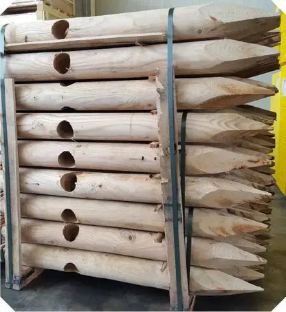 Pali in castagno torniti forati (su richiesta) HOLZ BRENZ srl