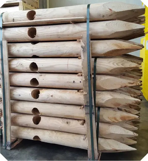 Pali in castagno torniti forati (su richiesta) HOLZ BRENZ srl