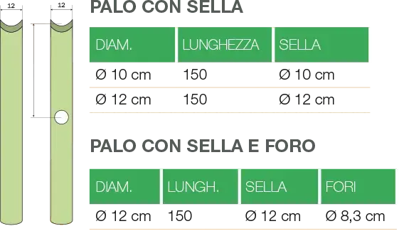 Pali in pino tondi torniti con sella HOLZ BRENZ srl